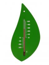 Nature Kültéri műanyag hőmérő, falevél forma - zöld 15x8x0,3 cm