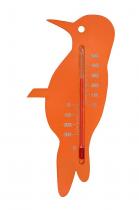Nature Kültéri műanyag hőmérő, harkály forma - narancssárga 15x7,5x0,3 cm