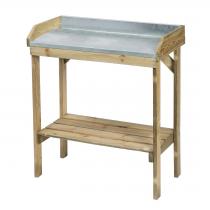 Növényültető asztal fából aluminium asztallappal - 97x85x42cm