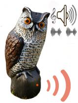 Bagoly hangjelzéssel - Élethű műanyag madárfigura 20x18x43cm