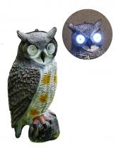 Bagoly világító szemekkel - Élethű műanyag madárfigura 19x18x43cm
